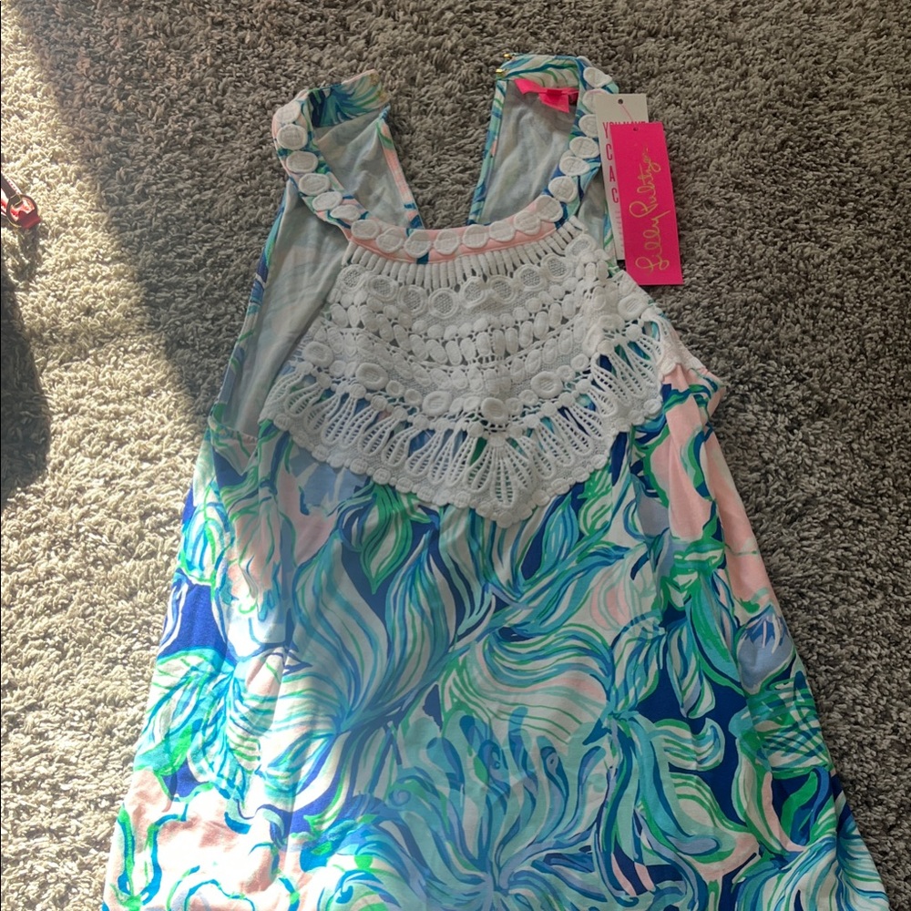 Colorful Floral shirt with Crochet Detail